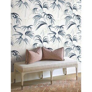 NEW Simply Candice Inky Palms Blue Peel & Stick Wallpaper Roll Botanical Beachy